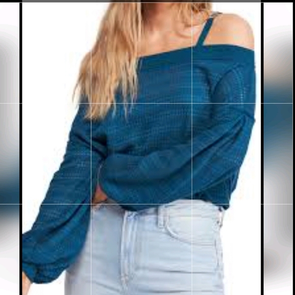 Free People Sistine Hacci Women’s Teal Cold Shoulder Top, Size Small - Picture 1 of 10